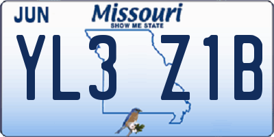 MO license plate YL3Z1B