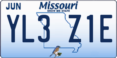 MO license plate YL3Z1E