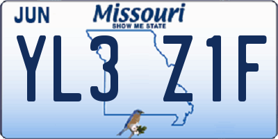 MO license plate YL3Z1F