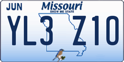 MO license plate YL3Z1O