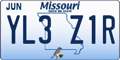 MO license plate YL3Z1R