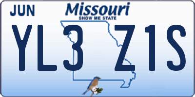 MO license plate YL3Z1S
