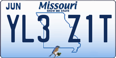 MO license plate YL3Z1T