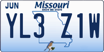 MO license plate YL3Z1W