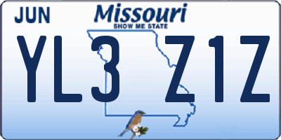 MO license plate YL3Z1Z