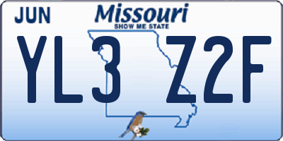 MO license plate YL3Z2F
