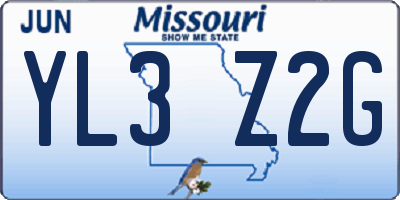 MO license plate YL3Z2G