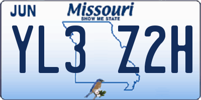 MO license plate YL3Z2H