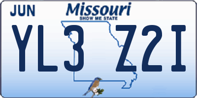 MO license plate YL3Z2I