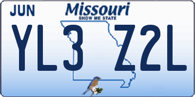MO license plate YL3Z2L
