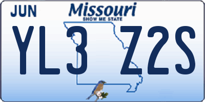 MO license plate YL3Z2S