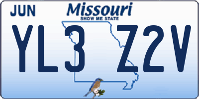 MO license plate YL3Z2V