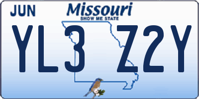 MO license plate YL3Z2Y