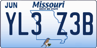 MO license plate YL3Z3B