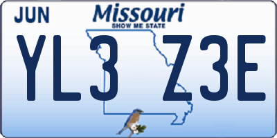 MO license plate YL3Z3E