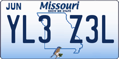 MO license plate YL3Z3L
