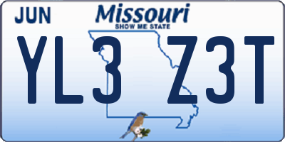 MO license plate YL3Z3T