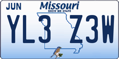 MO license plate YL3Z3W