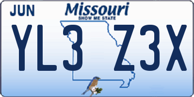 MO license plate YL3Z3X