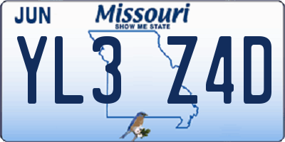 MO license plate YL3Z4D
