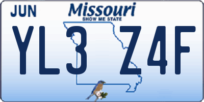 MO license plate YL3Z4F