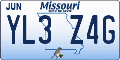 MO license plate YL3Z4G