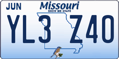 MO license plate YL3Z4O
