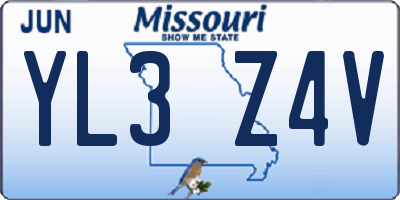MO license plate YL3Z4V