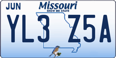 MO license plate YL3Z5A