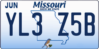 MO license plate YL3Z5B