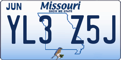 MO license plate YL3Z5J