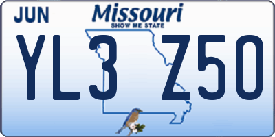 MO license plate YL3Z5O