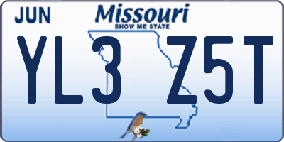 MO license plate YL3Z5T