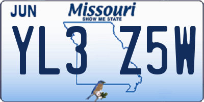MO license plate YL3Z5W
