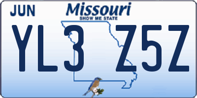 MO license plate YL3Z5Z