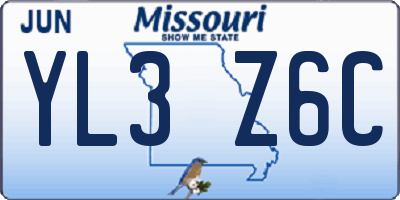 MO license plate YL3Z6C