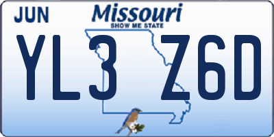 MO license plate YL3Z6D