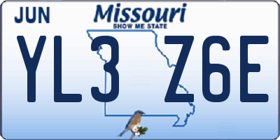 MO license plate YL3Z6E