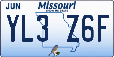 MO license plate YL3Z6F