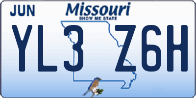MO license plate YL3Z6H