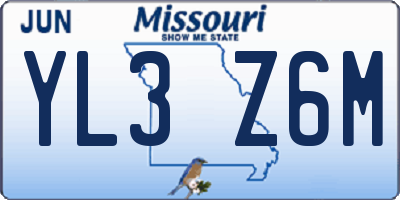 MO license plate YL3Z6M