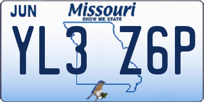 MO license plate YL3Z6P