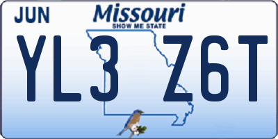 MO license plate YL3Z6T