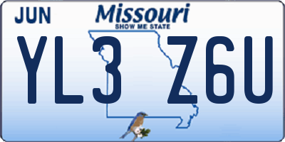 MO license plate YL3Z6U