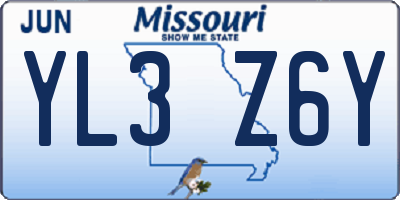 MO license plate YL3Z6Y