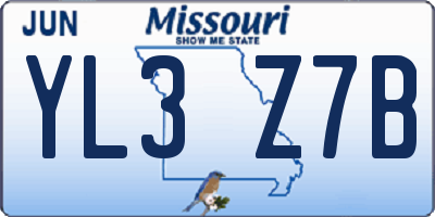 MO license plate YL3Z7B