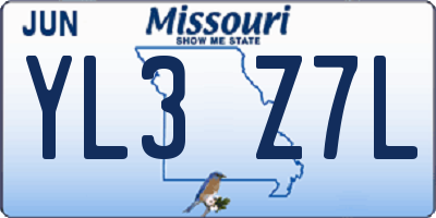 MO license plate YL3Z7L