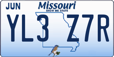 MO license plate YL3Z7R