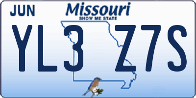 MO license plate YL3Z7S