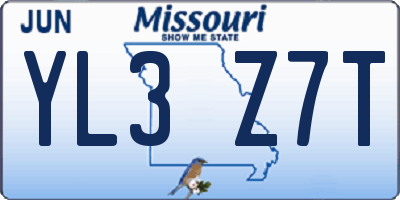 MO license plate YL3Z7T